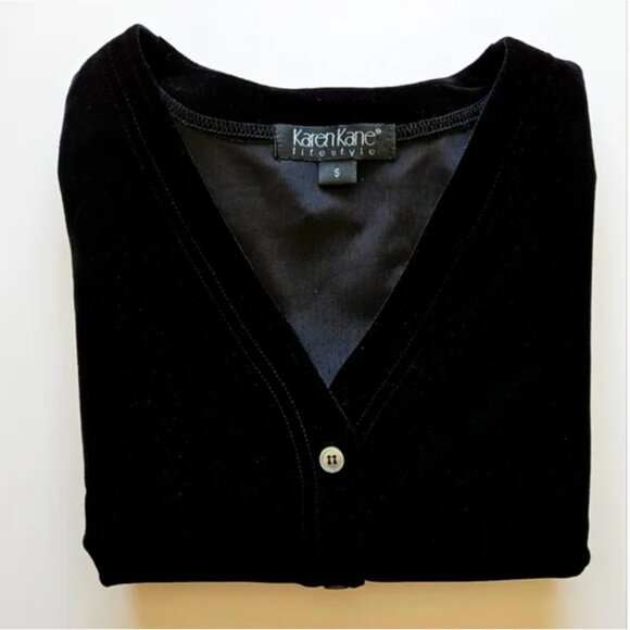 Karen Kane Black Velour Cardigan Sweater - Picture 5 of 7